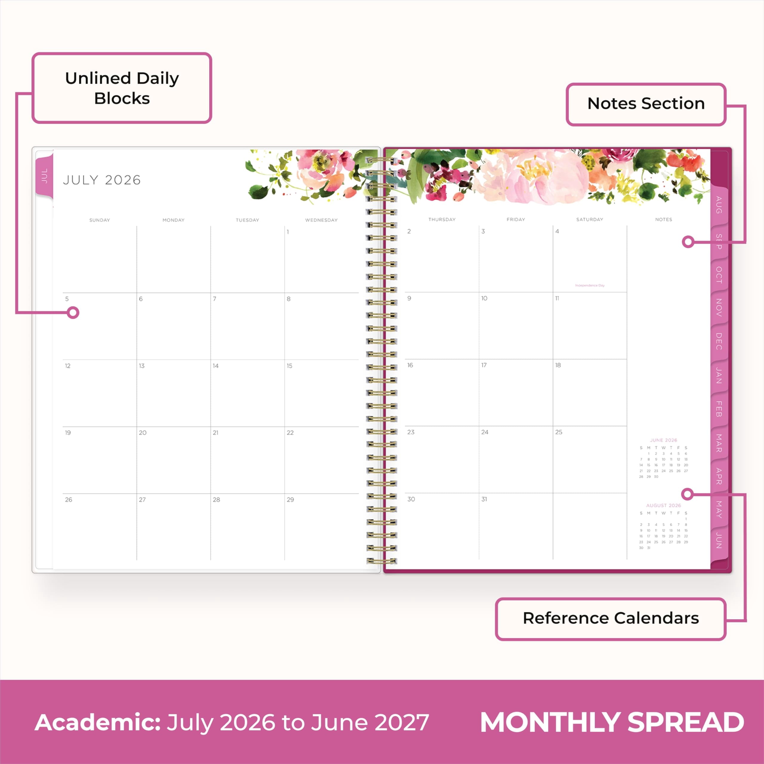 Blue Sky Kelly Ventura 2026-2027 Weekly and Monthly Academic Year Teacher Lesson Planner Calendar, July 2026 - June 2027, 8.5" x 11", Magnet - Image 4