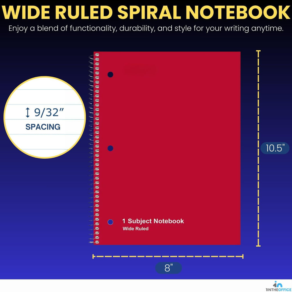 1InTheOffice Spiral Notebook College Ruled, College Ruled Spiral Notebook, 1 Subject Notebook, 1 Subject Spiral Notebook, 8" x 11", 3-Hole P - Image 5
