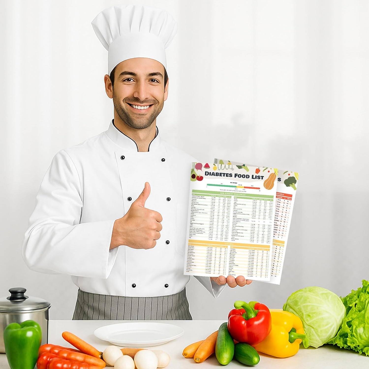 2pcs Diabetes Food Chart & Meal Planner for Diabetics - Laminated 8.5" x 11.5 Diabetic Food List Planner with Serving Size, Carbs, Calories - Image 2