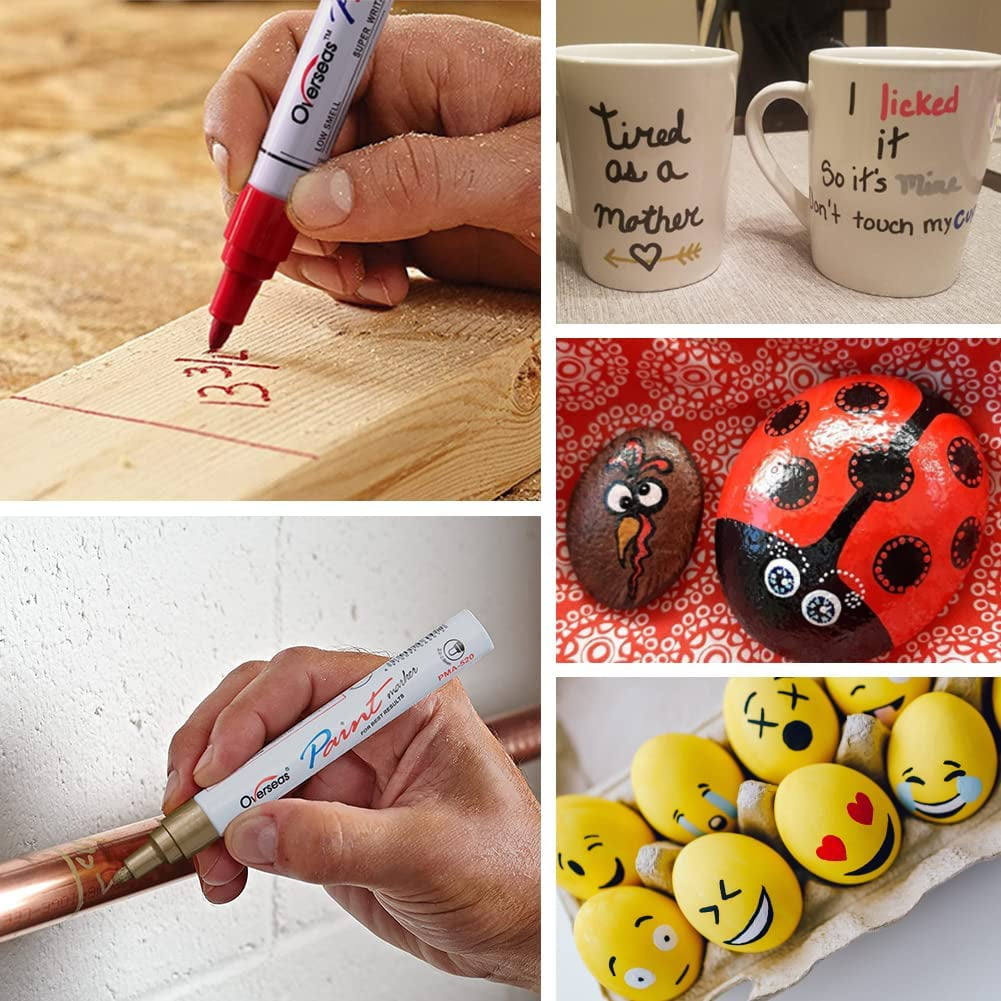 Permanent Paint Markers Pens - 3 Pack Gold Oil Based Paint Pens, Medium Tip, Quick Drying and Waterproof Marker Pen for Metal, Rock, Wood, F - Image 6