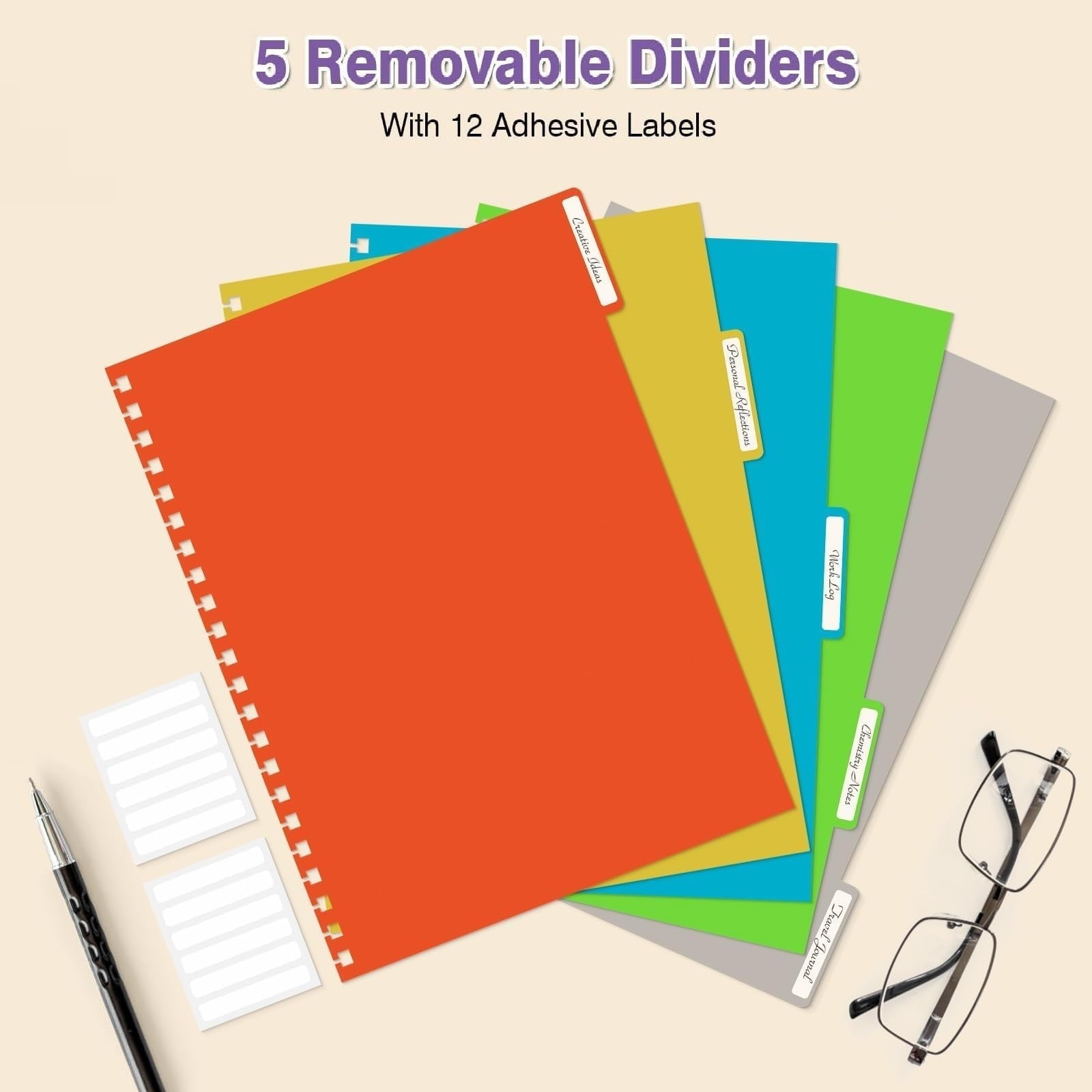 5 Subject Notebooks College Ruled, Spiral Notebook with Dividers, 300 Pages Thick Spiral Writing Journal for Women & ... - Image 4