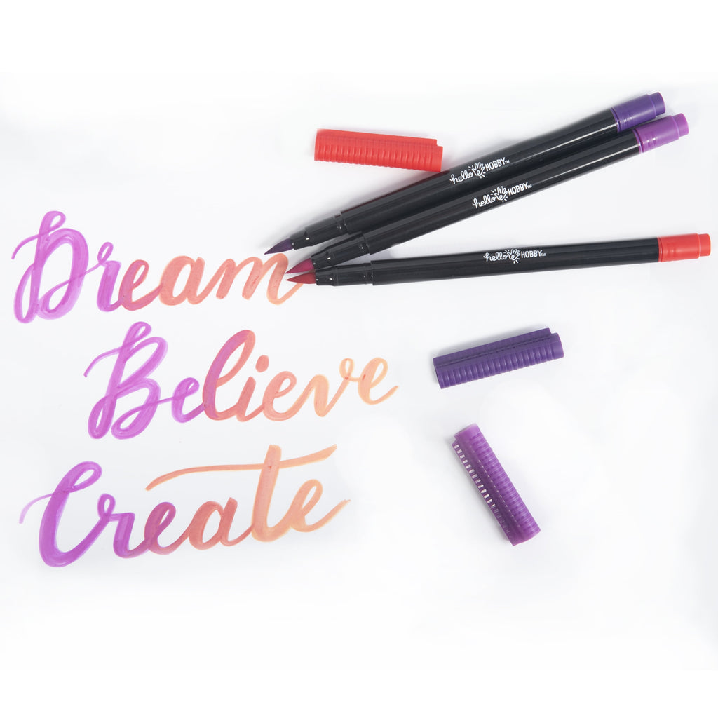 Hello Hobby Dual Tip Brush Marker & Fineliner for Adult Crafting, 12 Pieces, Classic Colors - Image 3