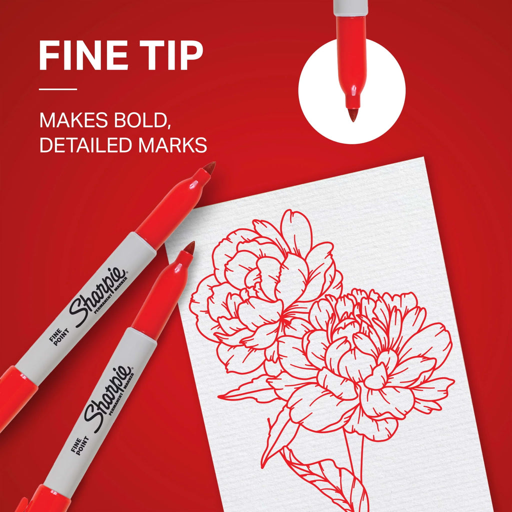 Permanent Markers, Fine Point, Red, 36 Count - Image 3
