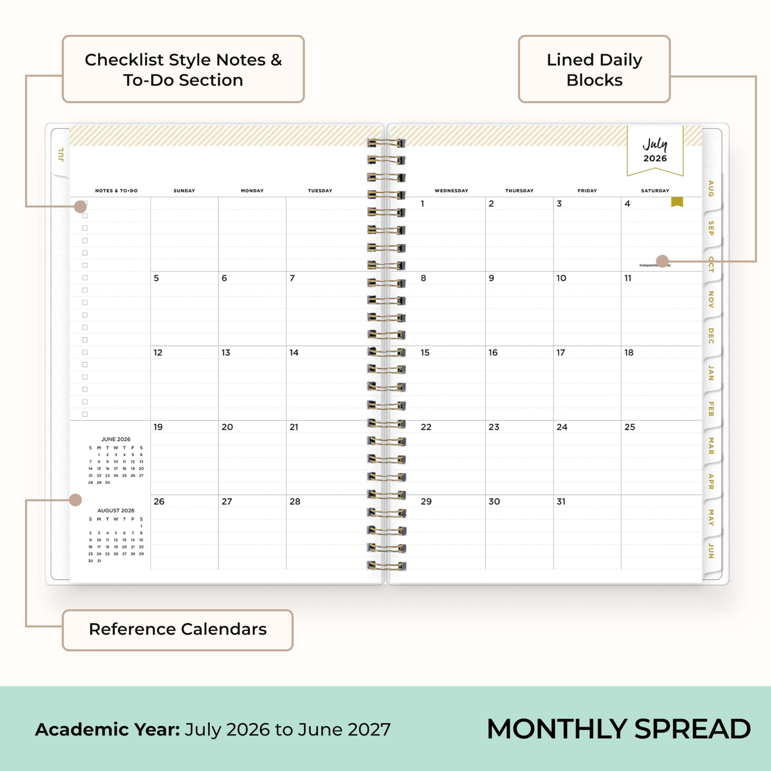 2026-2027 Weekly and Monthly Academic Year Planner Calendar, July 2026 - June 2027, 5.875" x 8.625",Storage Pocket, S... - Image 4