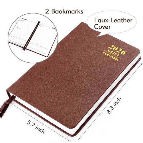 2026 Daily Hourly Planner 5.7"x 8.3" - One Page a Day (12 Month),Hardcover A5 Weekly Monthly Diary Planner Agenda Not... - Image 2