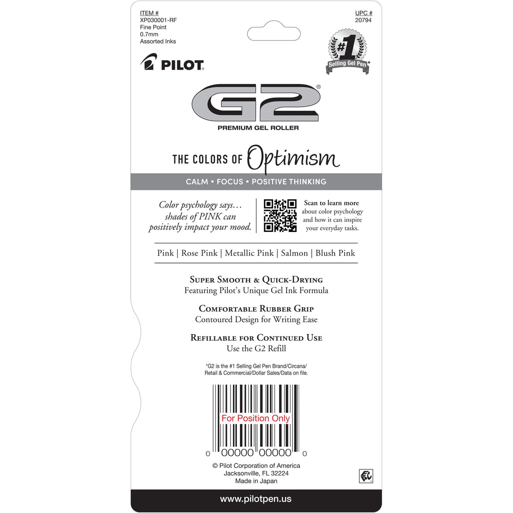 Pilot G2 Retractable Gel Pens, Pink Premium, 0.7mm Fine Point, Assorted Colors, 5 Count - Image 4