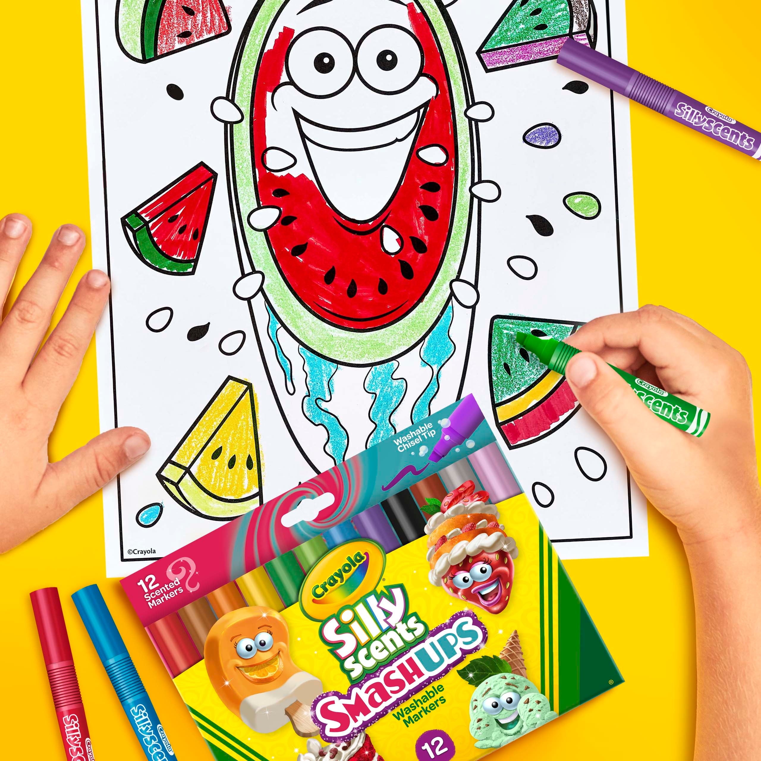 Silly Scents Smash Ups Markers, 12 Count, Scented Art Tools, Assorted Colors, Chisel Tip for Thick & Thin Lines - Image 4