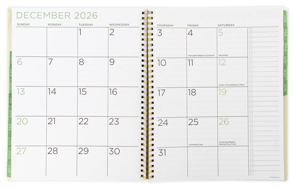 M/W Planner, Large (9" x 11"), Green Floral, 15-Month: Apr 2026 - Jun 2027 - Image 5