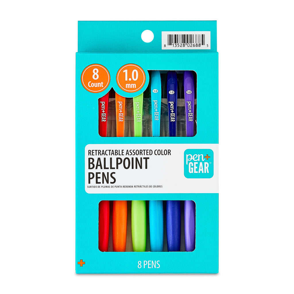 Retractable Ballpoint Pens, Medium Point, 1.0 mm, 8 Count, Assorted Colors - Image 6