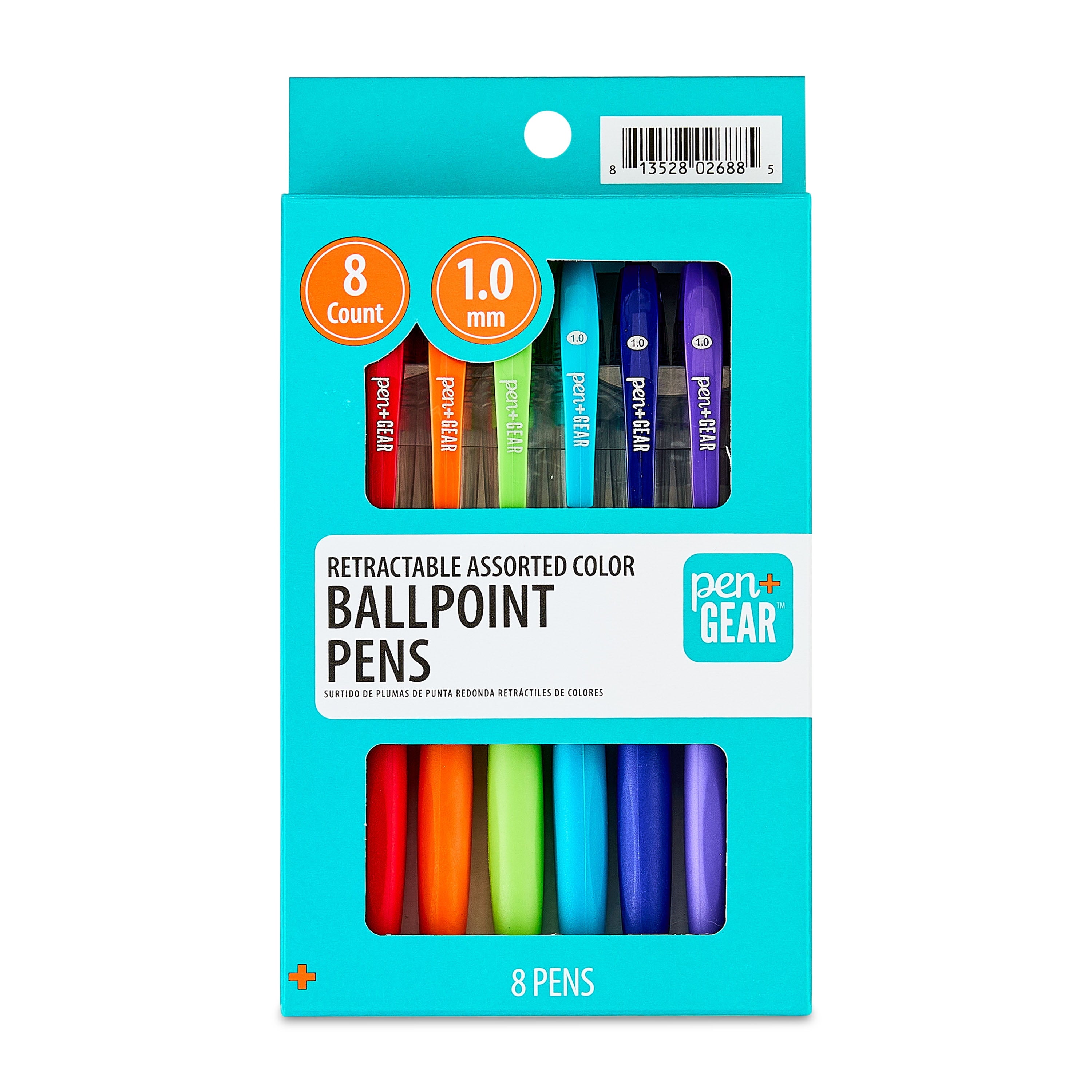 Retractable Ballpoint Pens, Medium Point, 1.0 mm, 8 Count, Assorted Colors - Image 6