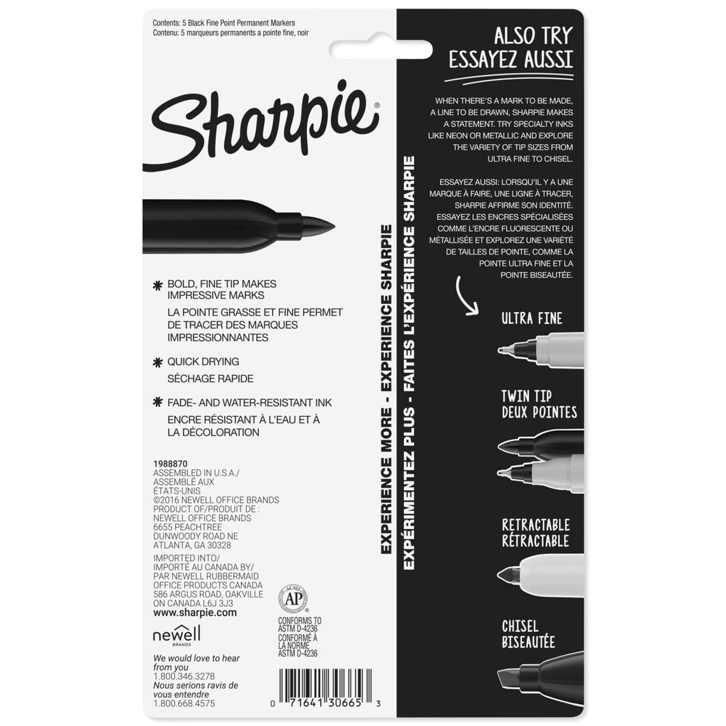 Permanent Markers, Fine Point, Black, 5 Count - Image 6