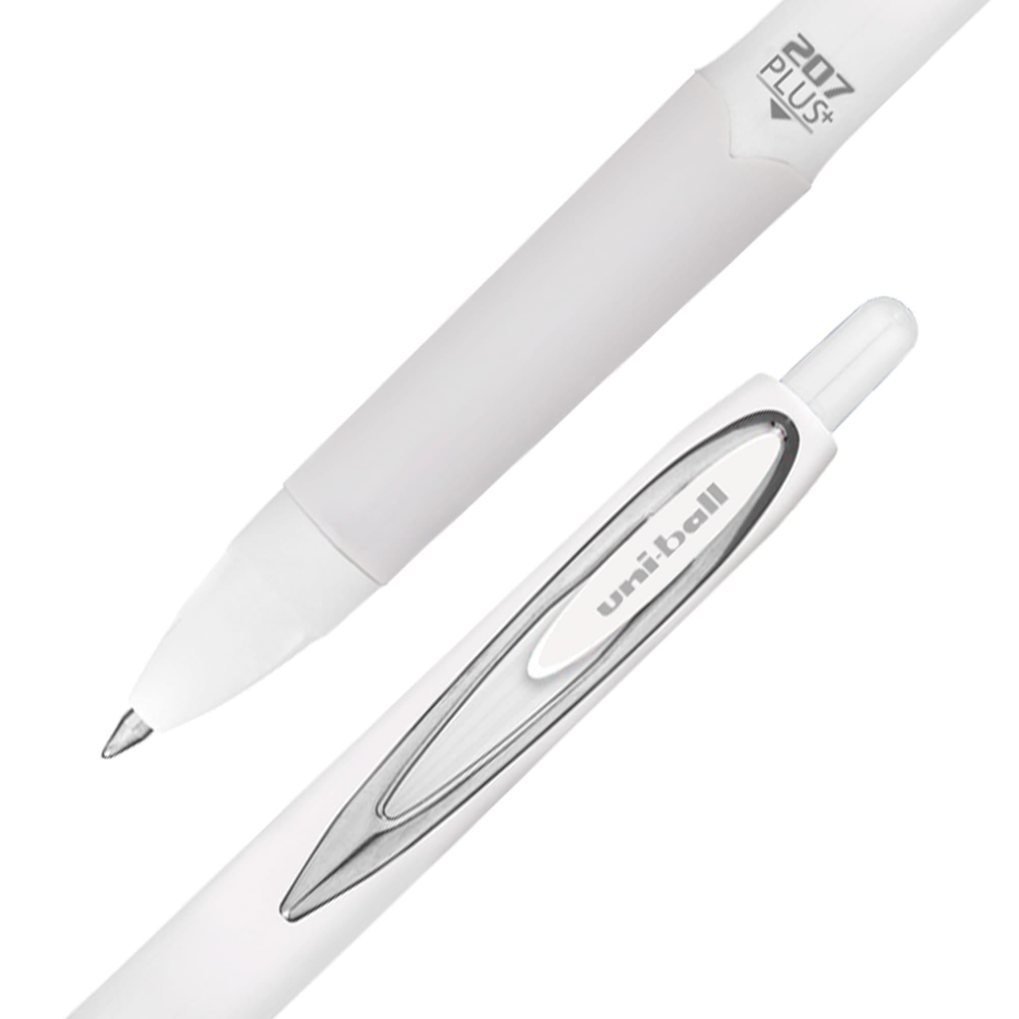 207 Plus+ Retractable Gel Pens, Medium Point (0.7mm), White Barrel, Black Ink. 4 Pack - Image 3