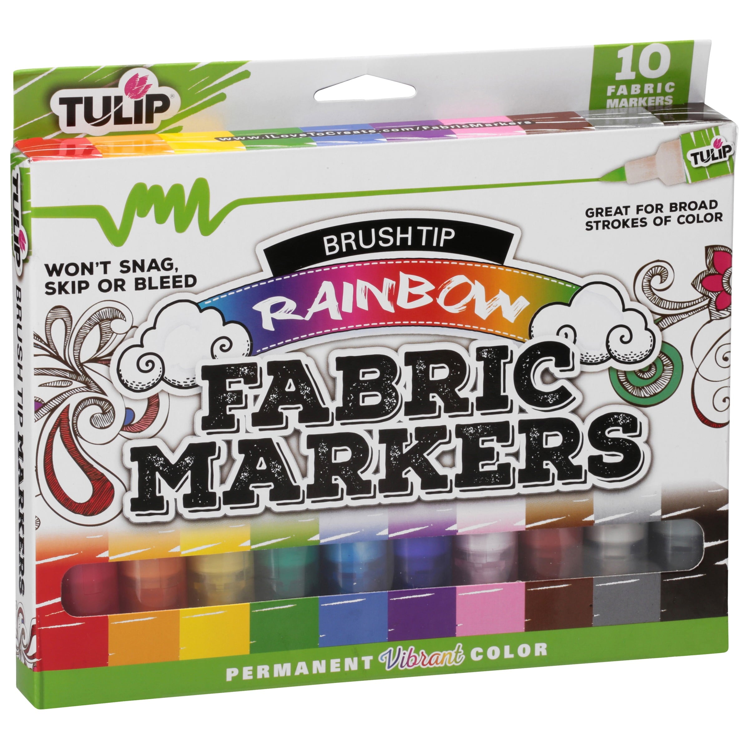 Fabric Markers Brush Tip 10 Pack Rainbow - Image 2