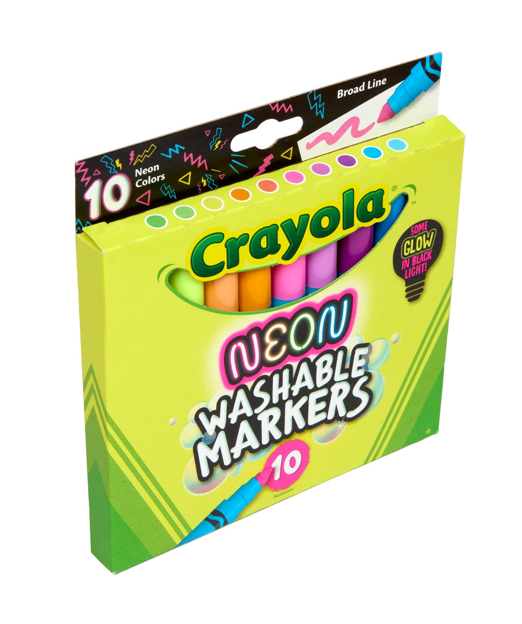 Neon Marker Set (10ct), Art Markers for Kids, 7 Glow in the Dark Marker Colors, Broad Line, Gift for Kids, Ages 3+ - Image 2