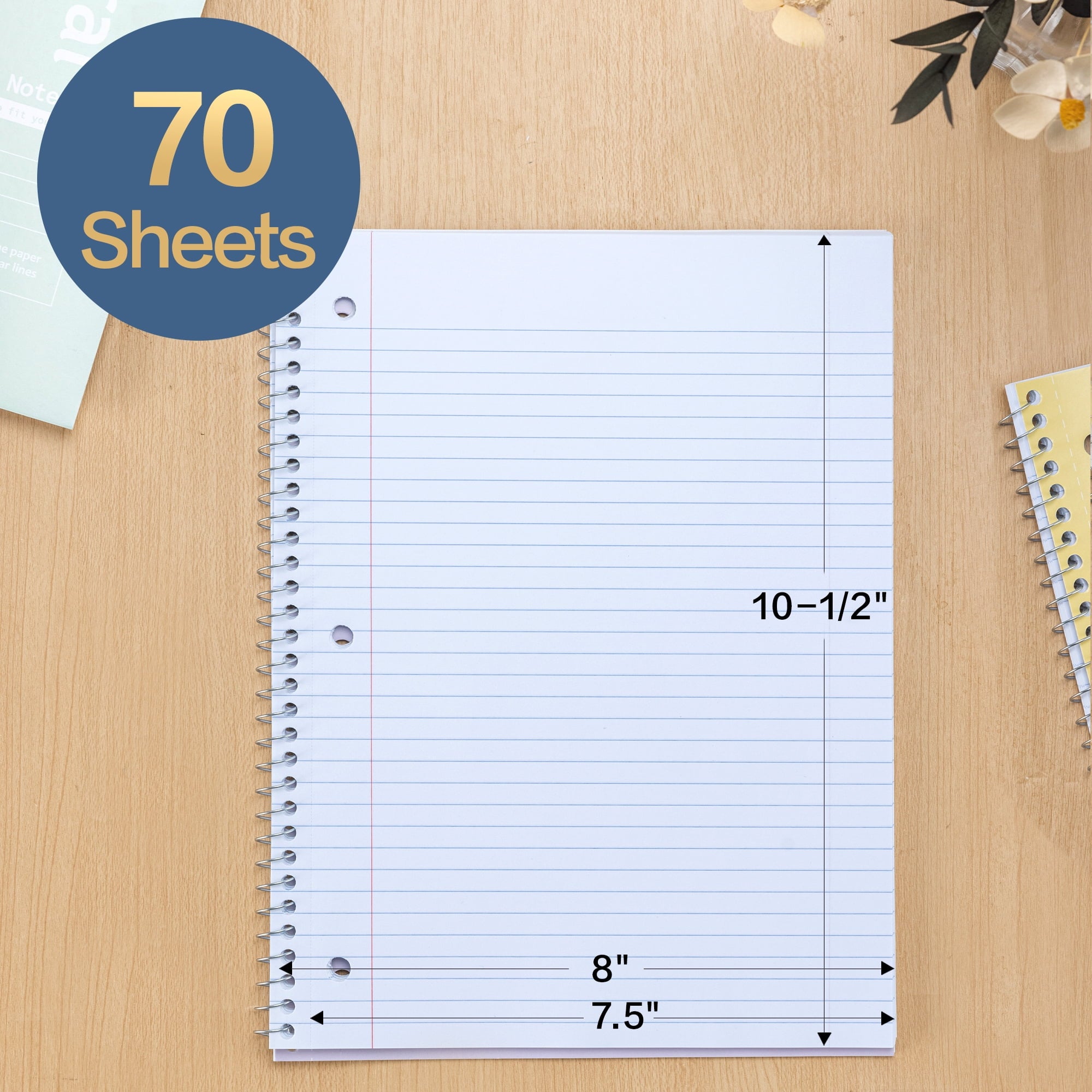 Notebook, College Ruled, 1-Subject Notebook, Thick Paper, 140 Pages, 8"x 10-1/2", Assorted Colors, 6 Pack - Image 5