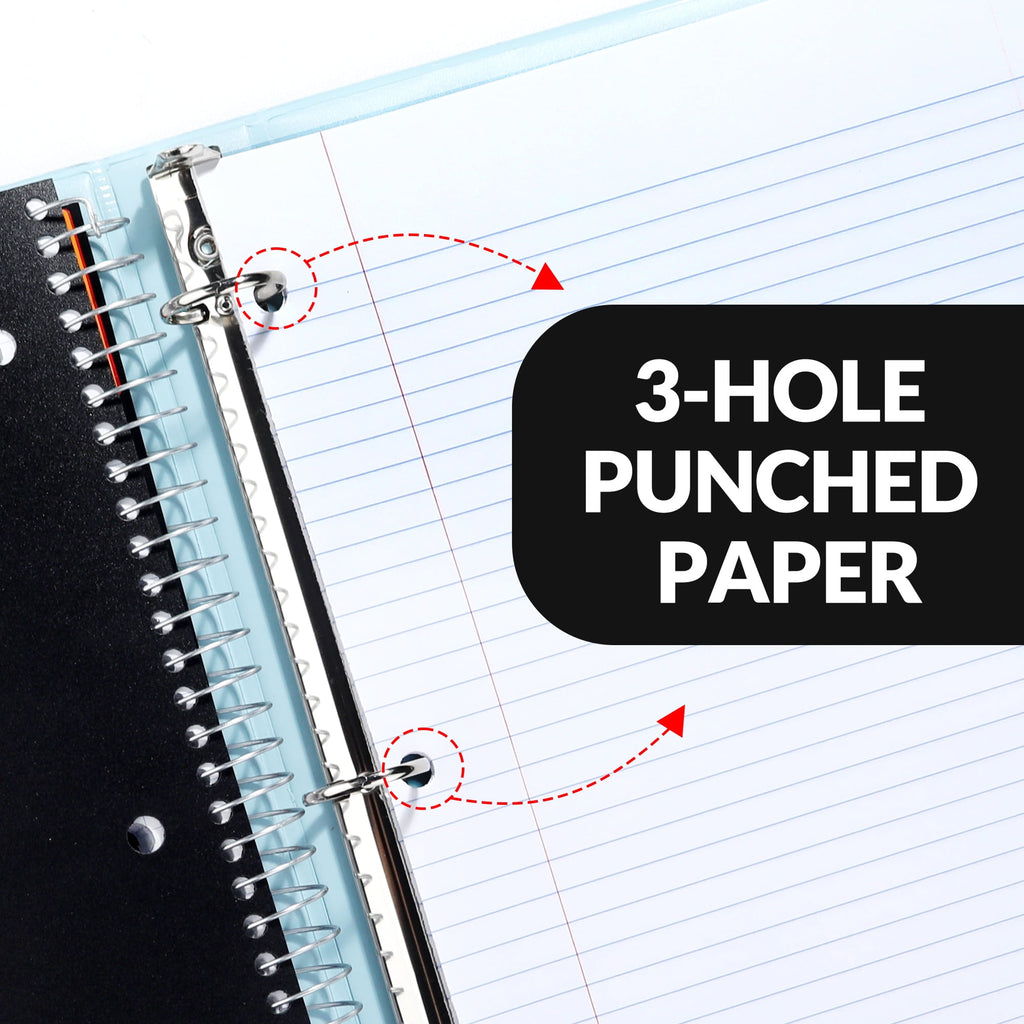 5 Subject College Ruled Spiral Notebook, 400 Pages, 8.5 x 11 Inches, Black - Image 4
