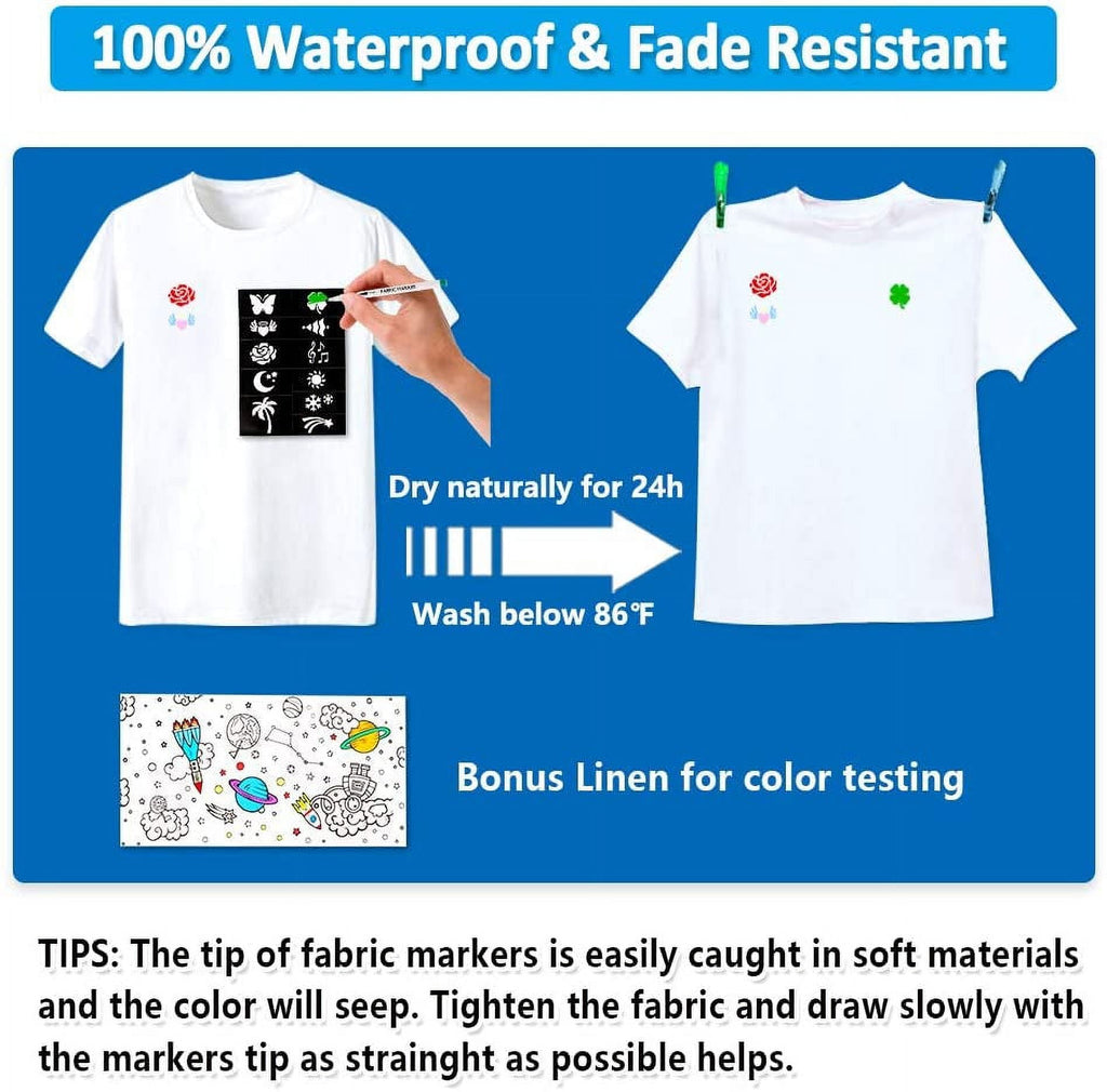 Shuttle Art Non-Toxic Permanent Fabric Markers (36 Colors) - Image 5