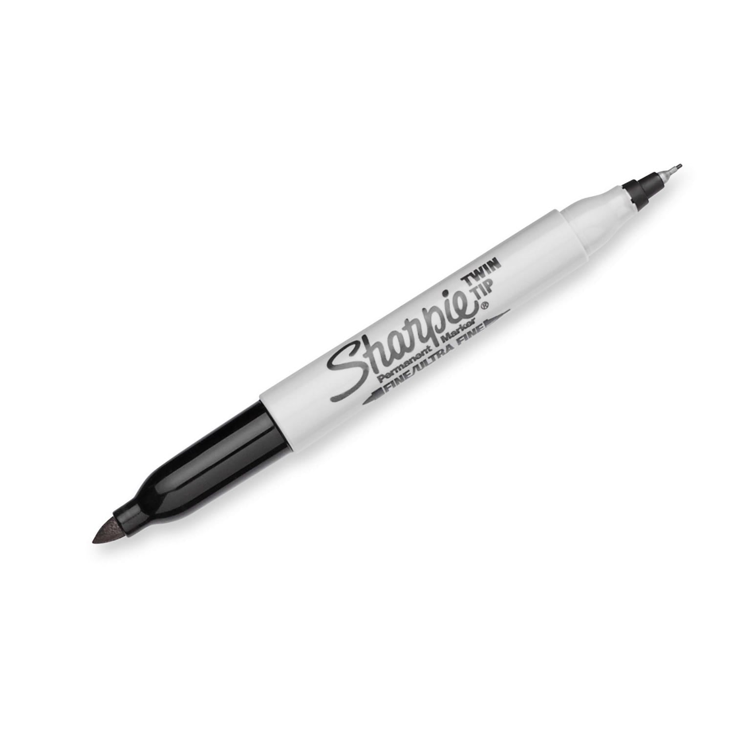Twin Tip Permanent Markers, Fine and Ultra Fine, Black, 12 Count - Image 3