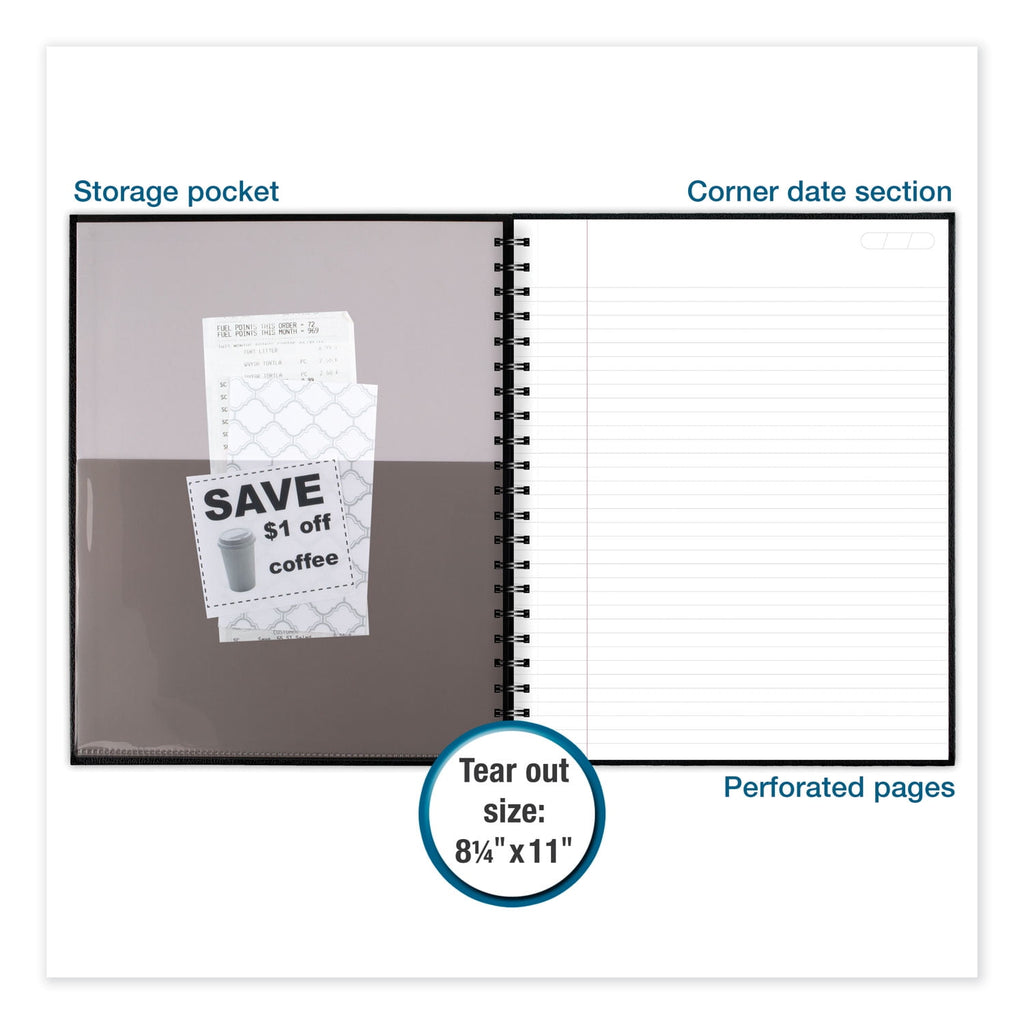 Mead Hardbound Notebook with Pocket, 1 Subject, Wide/Legal Rule, Black Cover, 11" x 8.5", 96 Sheets - Image 2