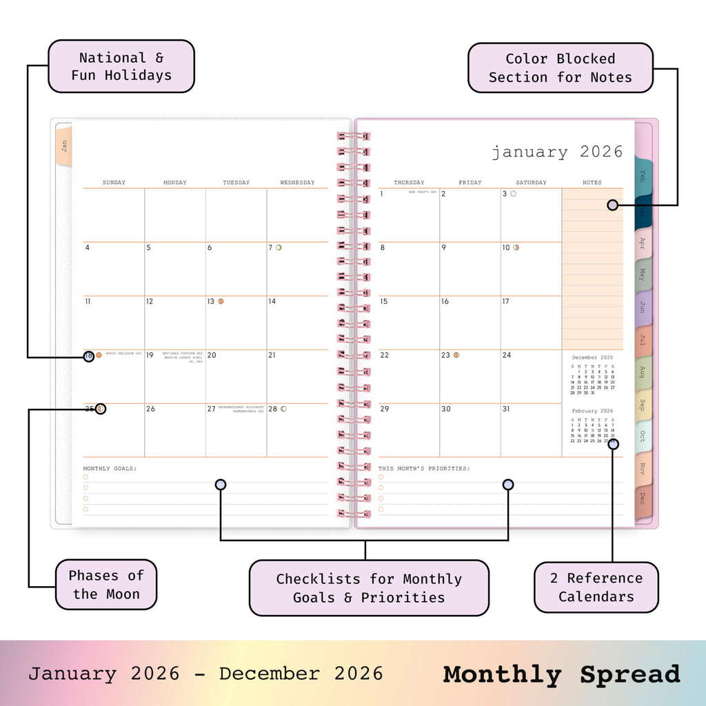 Blue Sky WAAV 2026 Weekly and Monthly Planner Calendar, January 2026 - December 2026, 5.875" x 8.625", Flexible Cover, Durable Twin Wire Bin - Image 4