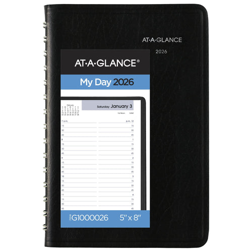 2026 Daily Appointment Book Planner, Black, Small, 5" x 8", G1000026