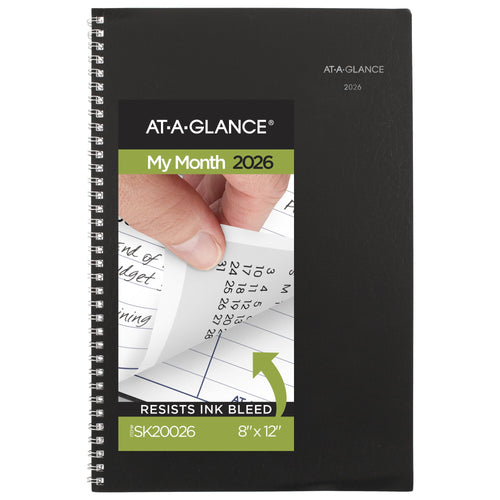 2026 Monthly Planner Black Large 8 x 12 - Monthly Planners