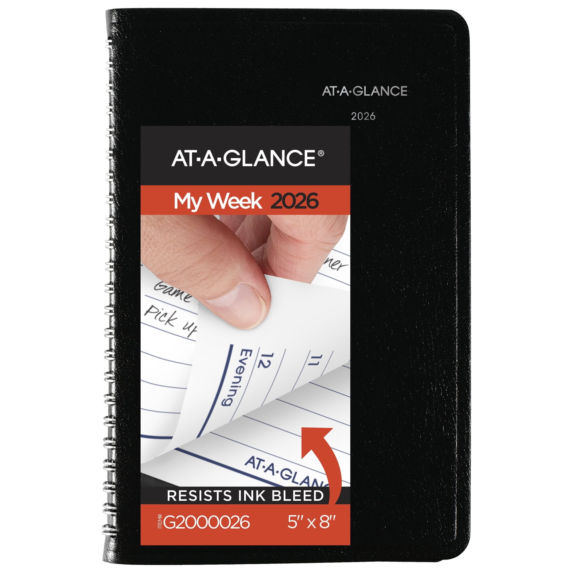 2026 Weekly Appointment Book Planner Black Small 5 x 8