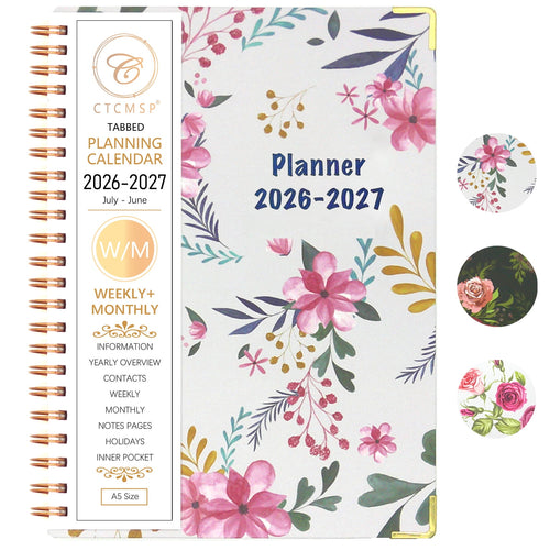 2026-2027 Calendar Notebook(Jul.2026-Jun.2027,6.3"x8.5") Weekly Monthly for Women Men 2026-2027 Supplies-Flower
