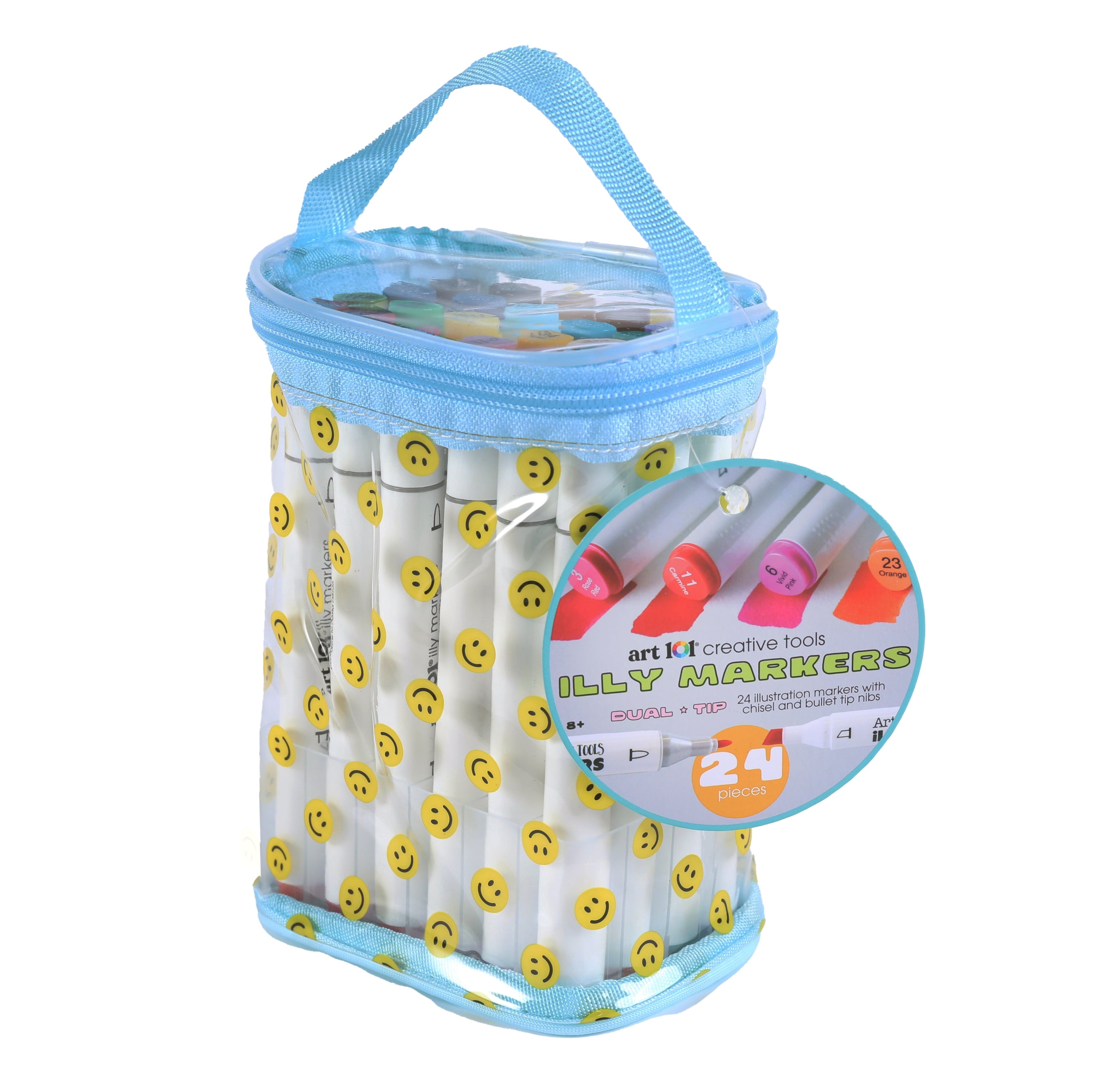 Illy Markers with Carry Pouch, Marker Easter Basket Stuffer for Kids, 24 Count