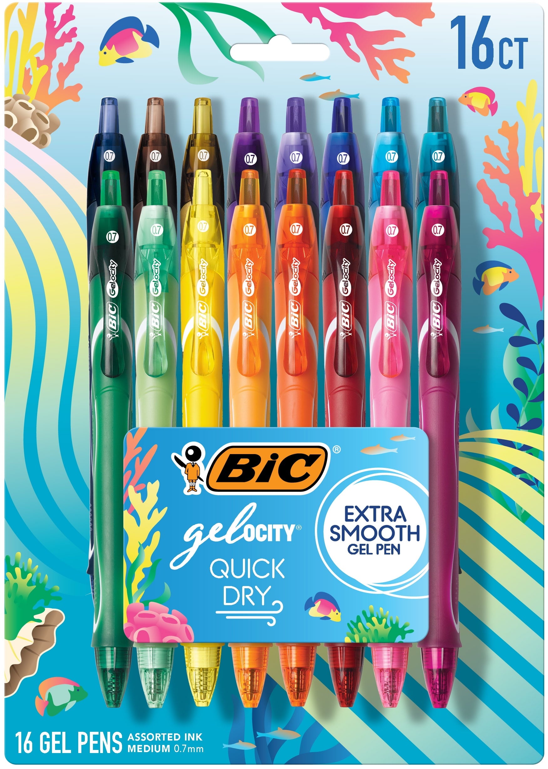 Gelocity Quick Dry Gel Pens, Medium Point, Assorted Colors, 16 Count