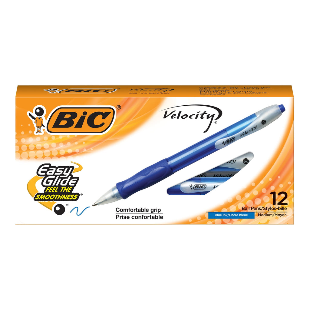 Velocity Medium Point 1.0 mm Retractable Ball Pen Set, Blue, 12-Pack