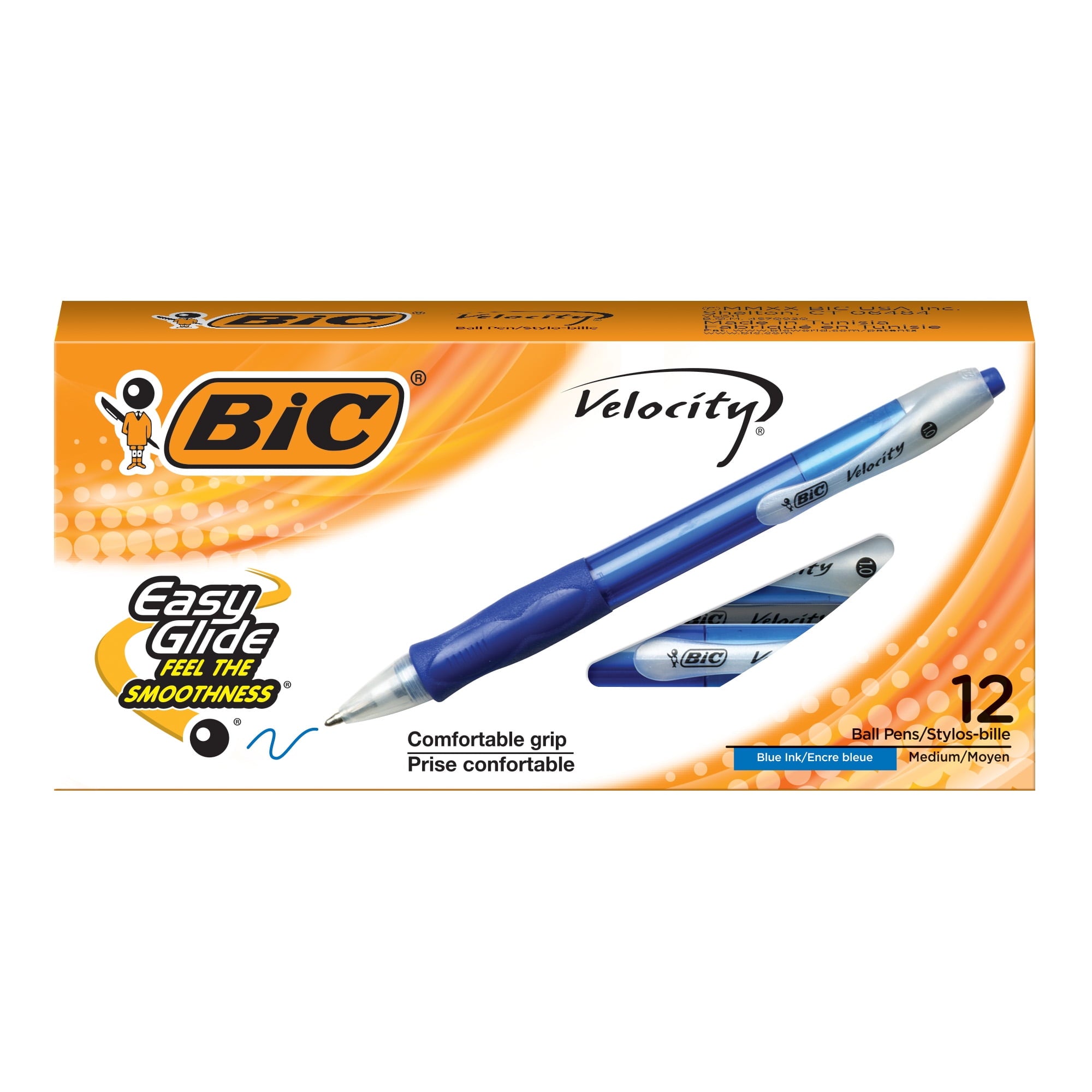 Velocity Medium Point 1.0 mm Retractable Ball Pen Set, Blue, 12-Pack