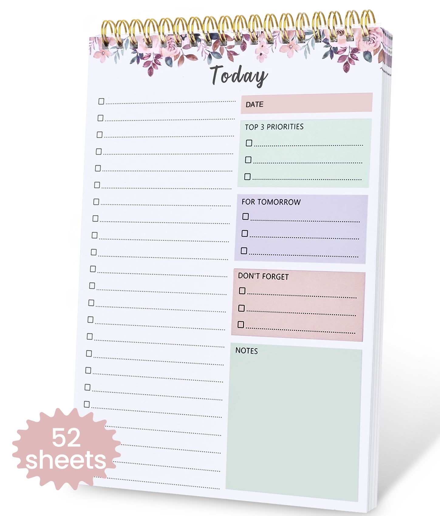 CICPAP Undated Daily To Do List Notepad, Time Management Goal Planner Notebook, Spiral Task Checklist Organizer, Priority Planner with Notes