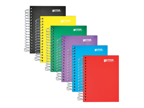 1 subject notebook - spiral-bound - small- 200 sheets / 400 pages - College - assorted - poly plastic (pack of 6)