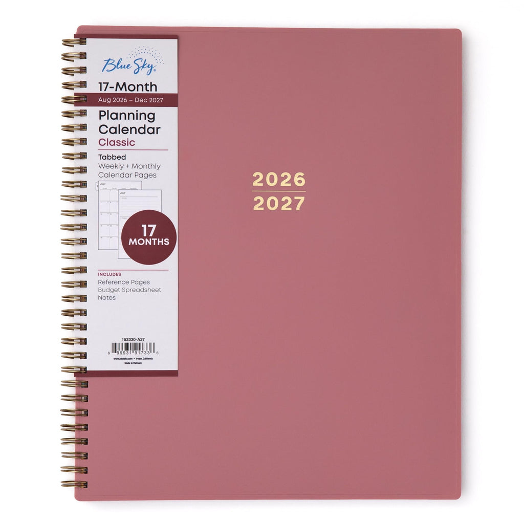 Blue Sky 17 Month 2026-2027 Weekly and Monthly Academic Year Planner Calendar, August 2026 - December 2027, 8.5" x 11", Flexible Cover, Wire