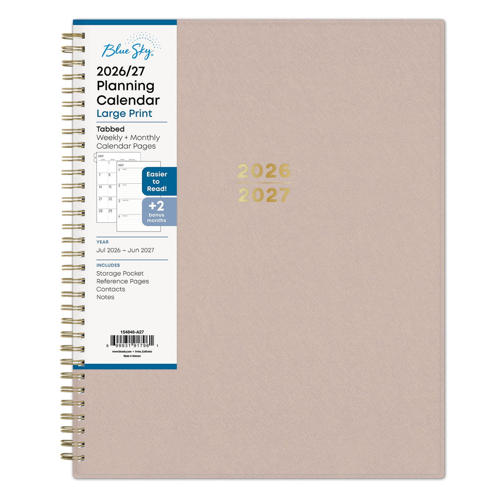 2026-2027 Large Print Weekly and Monthly Academic Year Planner Calendar, July 2026 - June 2027, 8.5" x 11", Flexible ...