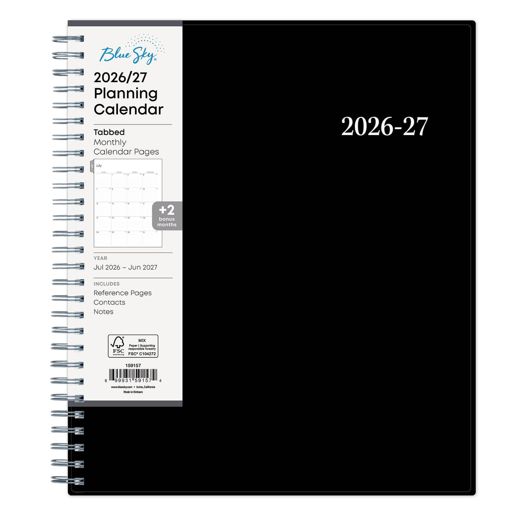 Blue Sky 2026-2027 Monthly Academic Year Planner Calendar, July 2026 - June 2027, 8" x 10", Monthly Layout, Flexible Cover, Wirebound, Lamin