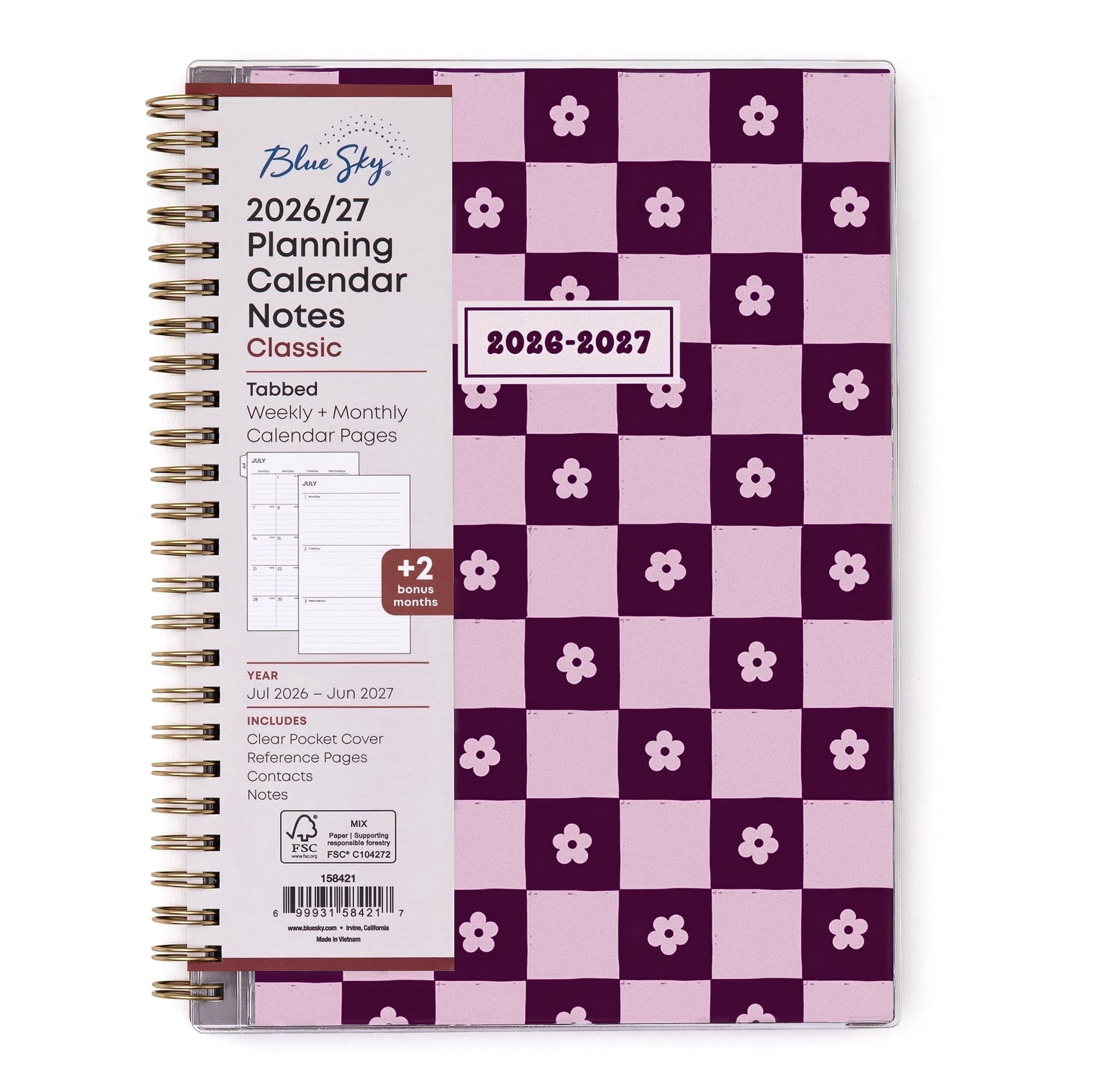 Blue Sky 2026-2027 Weekly and Monthly Academic Year Planner Calendar, July 2026 - June 2027, 5.875" x 8.625", Flexible Pocket Cover, Laminat