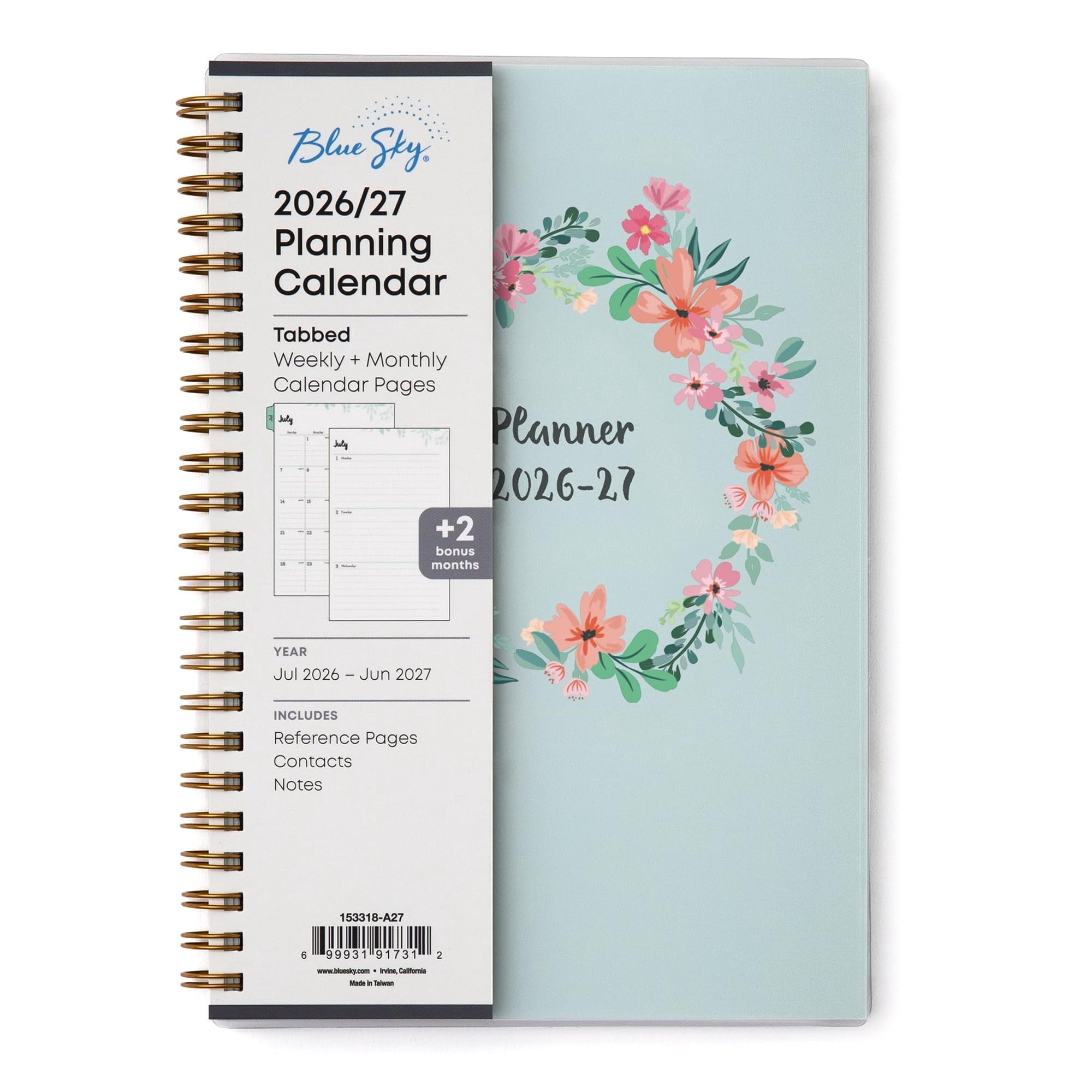 2026-2027 Weekly and Monthly Academic Year Planner Calendar, July 2026 - June 2027, 5" x 8", Flexible Cover, Wireboun...