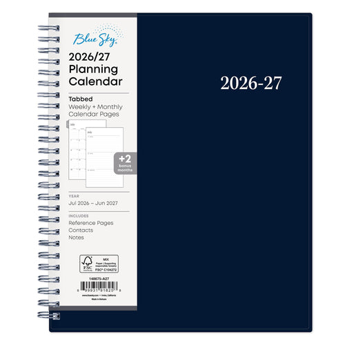 2026-2027 Weekly and Monthly Academic Year Planner Calendar, July 2026 - June 2027, 7" x 9", Flexible Cover, Wireboun...