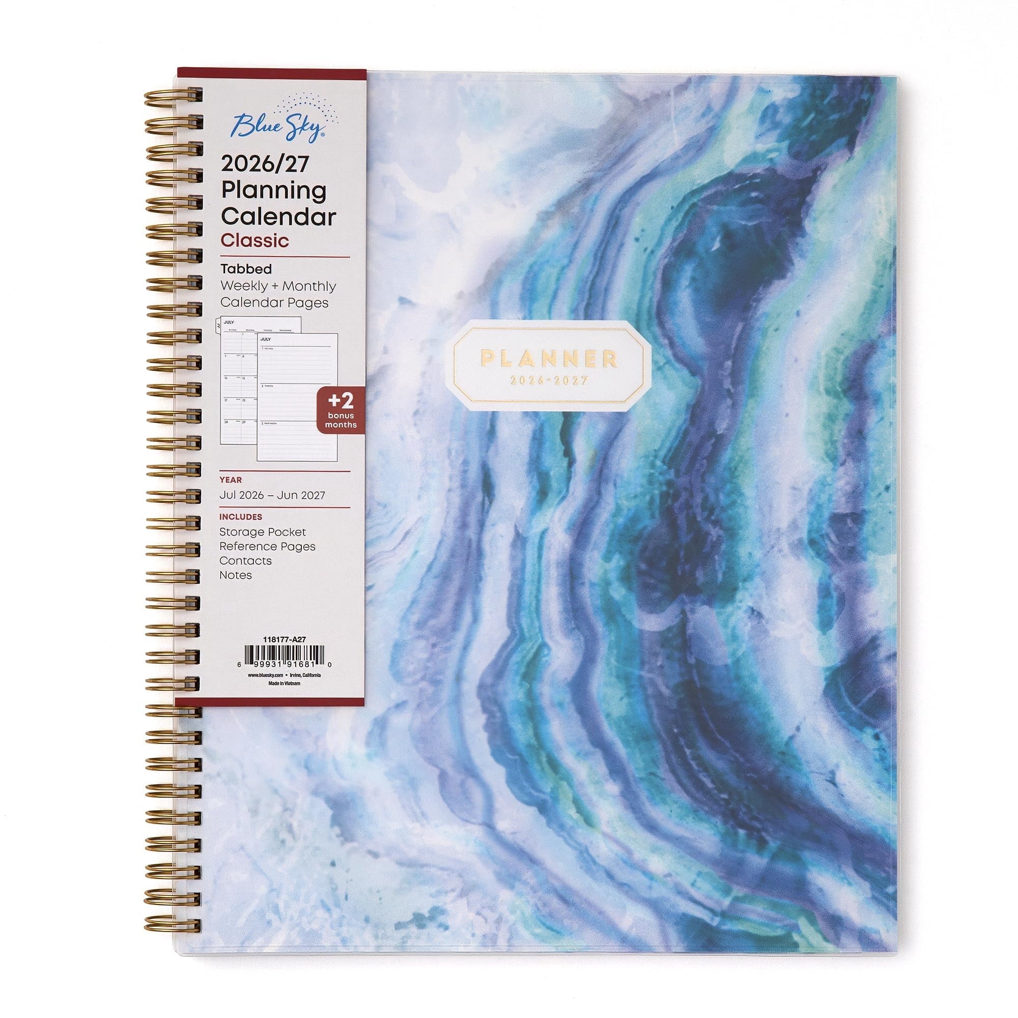2026-2027 Weekly and Monthly Academic Year Planner Calendar, July 2026 - June 2027, 8.5" x 11", Flexible Cover, Wireb...