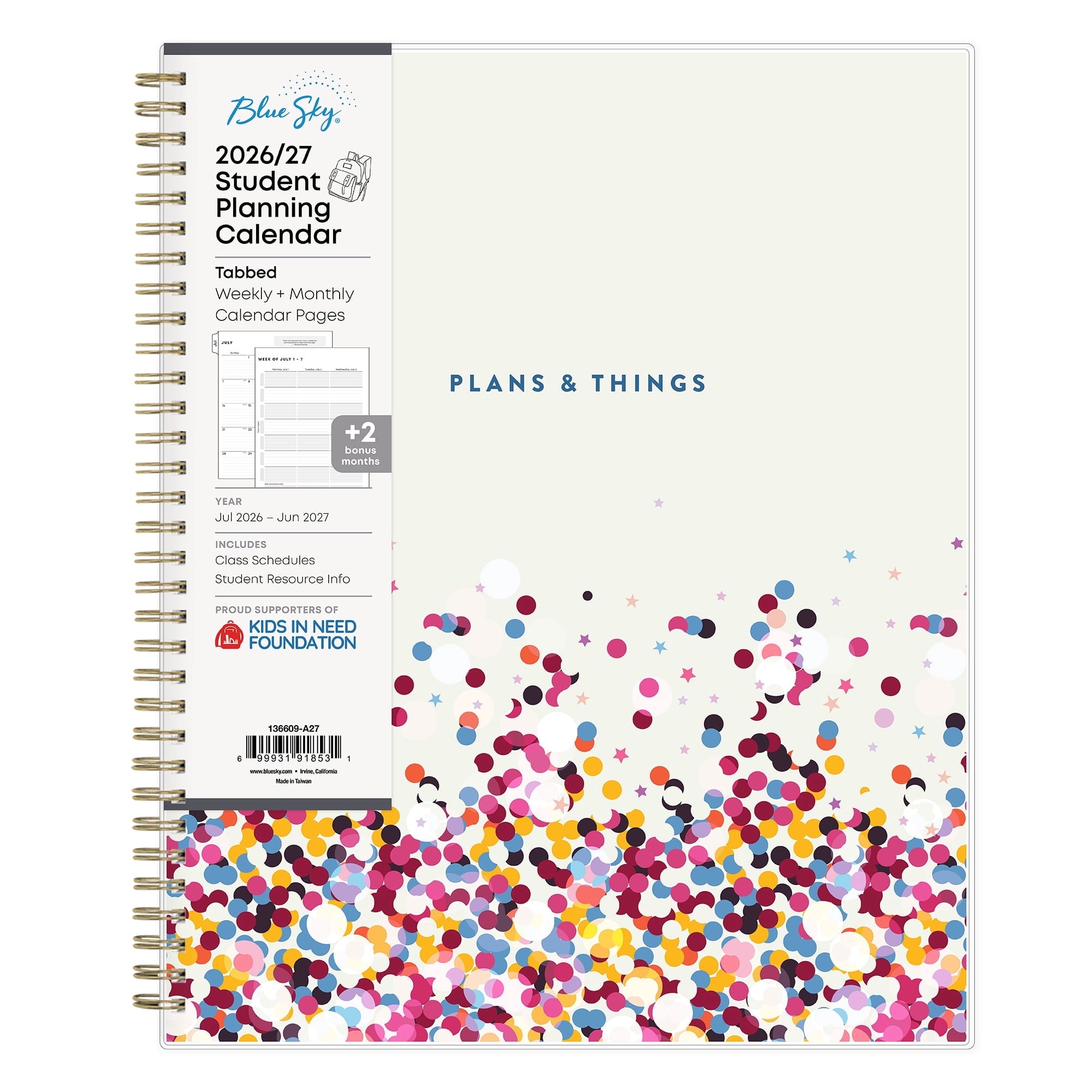 2026-2027 Weekly and Monthly Academic Year Student Planner Calendar, July 2026 - June 2027, 8.5" x 11", Flexible Cove...