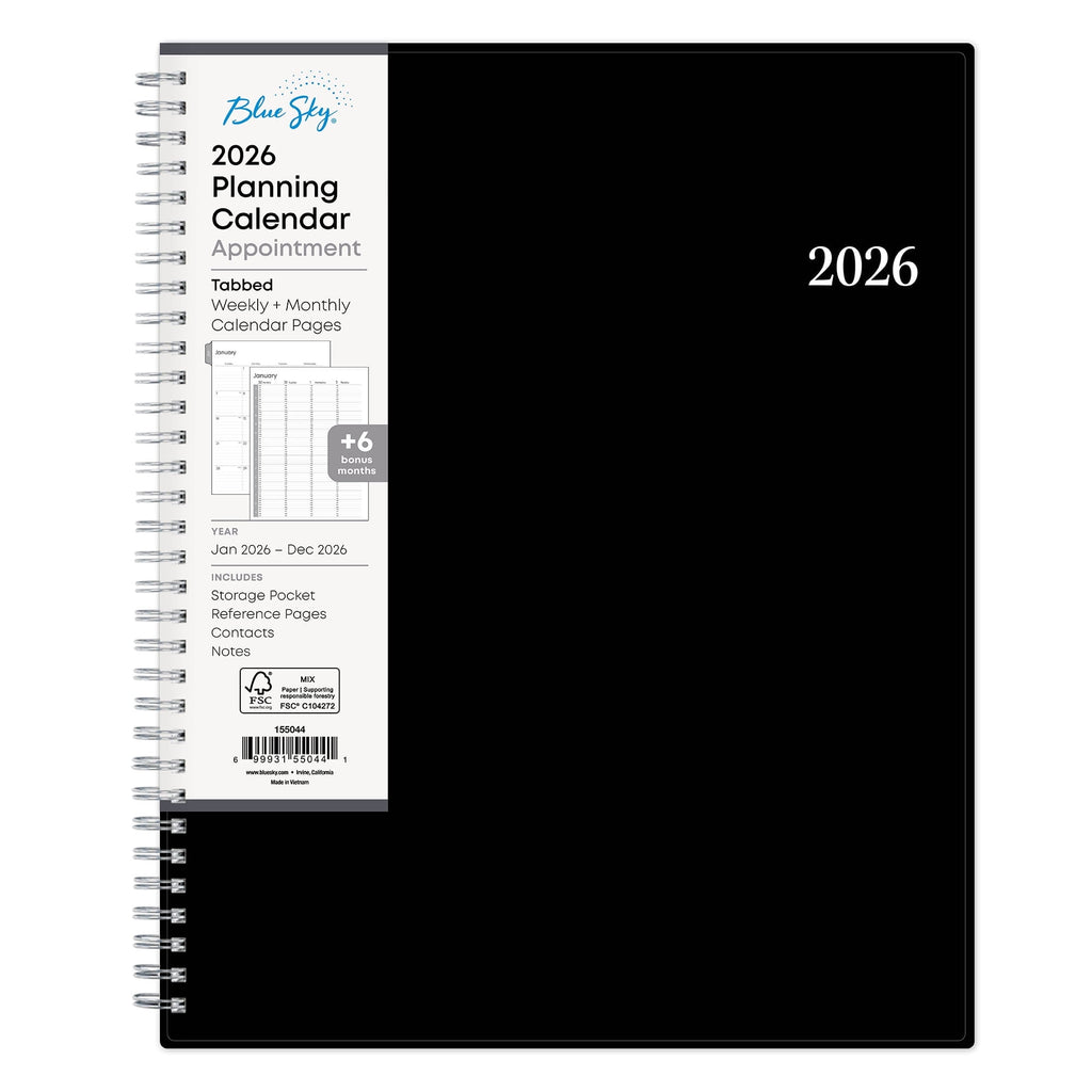 2026 Weekly and Monthly Appointment Planner Calendar, January 2026 - December 2026, 8.5" x 11", With 15-Minute Blocks...