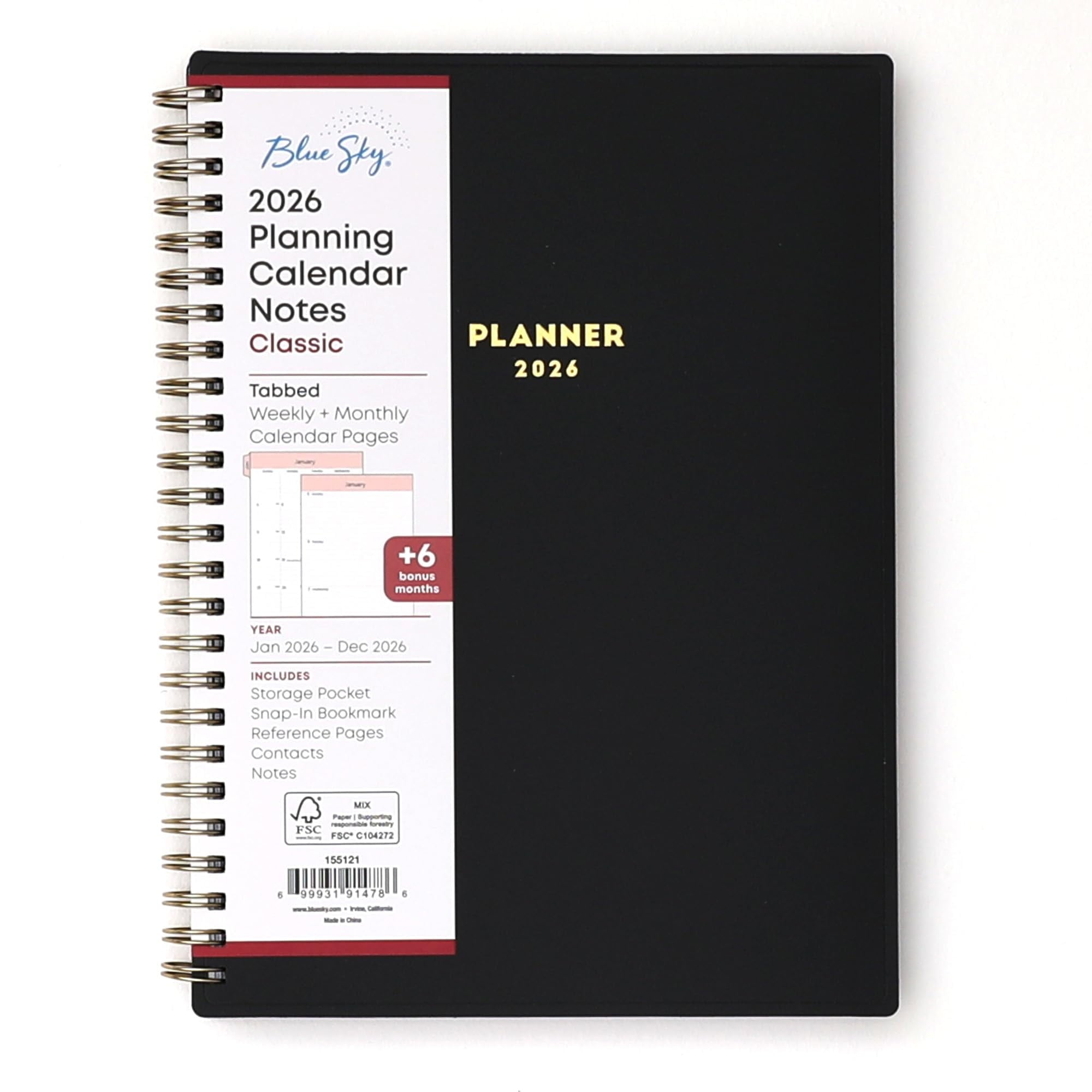2026 Weekly and Monthly Planner Calendar, January 2026 - December 2026, 5.875 x 8.625, Flexible Cover, Storage Pocket...