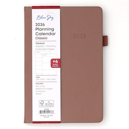 Blue Sky 2026 Weekly and Monthly Planner Calendar, January 2026 - December 2026, 5" x 8", Faux Leather Hard Cover, Bookbound, Tabs, Pen Loop