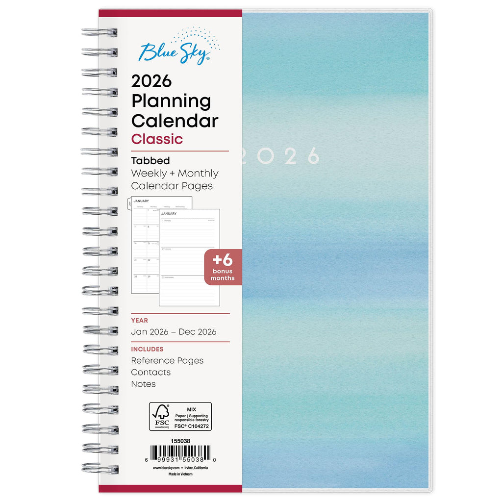 2026 Weekly and Monthly Planner Calendar, January 2026 - December 2026, 5" x 8", Flexible Frosted Cover, Laminated Ta...