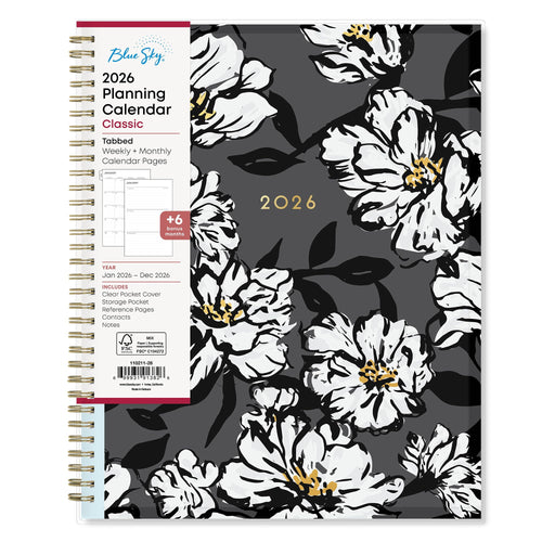 Blue Sky 2026 Weekly and Monthly Planner Calendar, January 2026 - December 2026, 8.5" x 11", Clear Pocket Cover, Laminated Tabs, Durable Twi