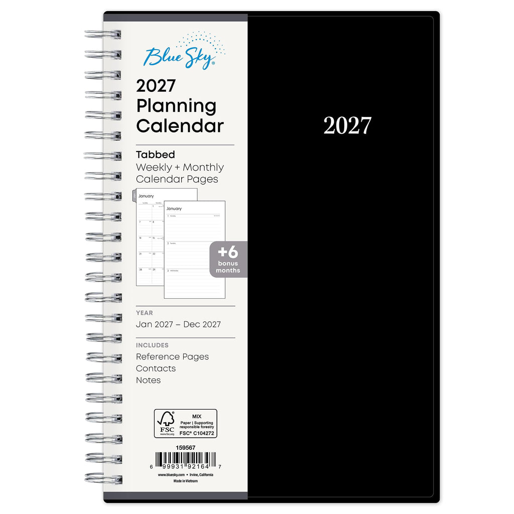 2027 Weekly and Monthly Planner Calendar, Includes January 2027 - December 2027, 5" x 8", Flexible Cover, Wirebound, ...