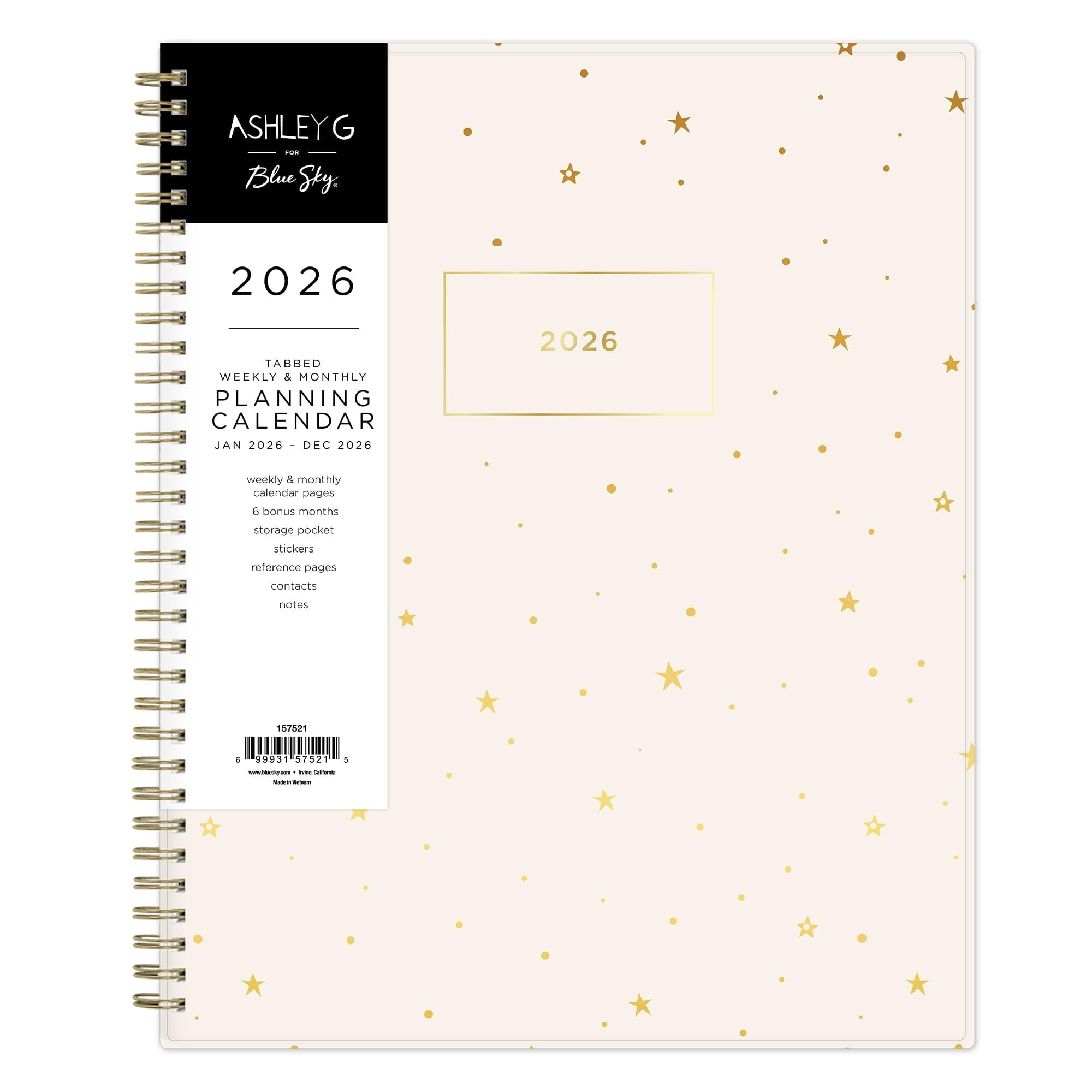 Ashley G 2026 Weekly and Monthly Planner Calendar, January 2026 - December 2026, 8.5" x 11", Flexible Cover, Wireboun...