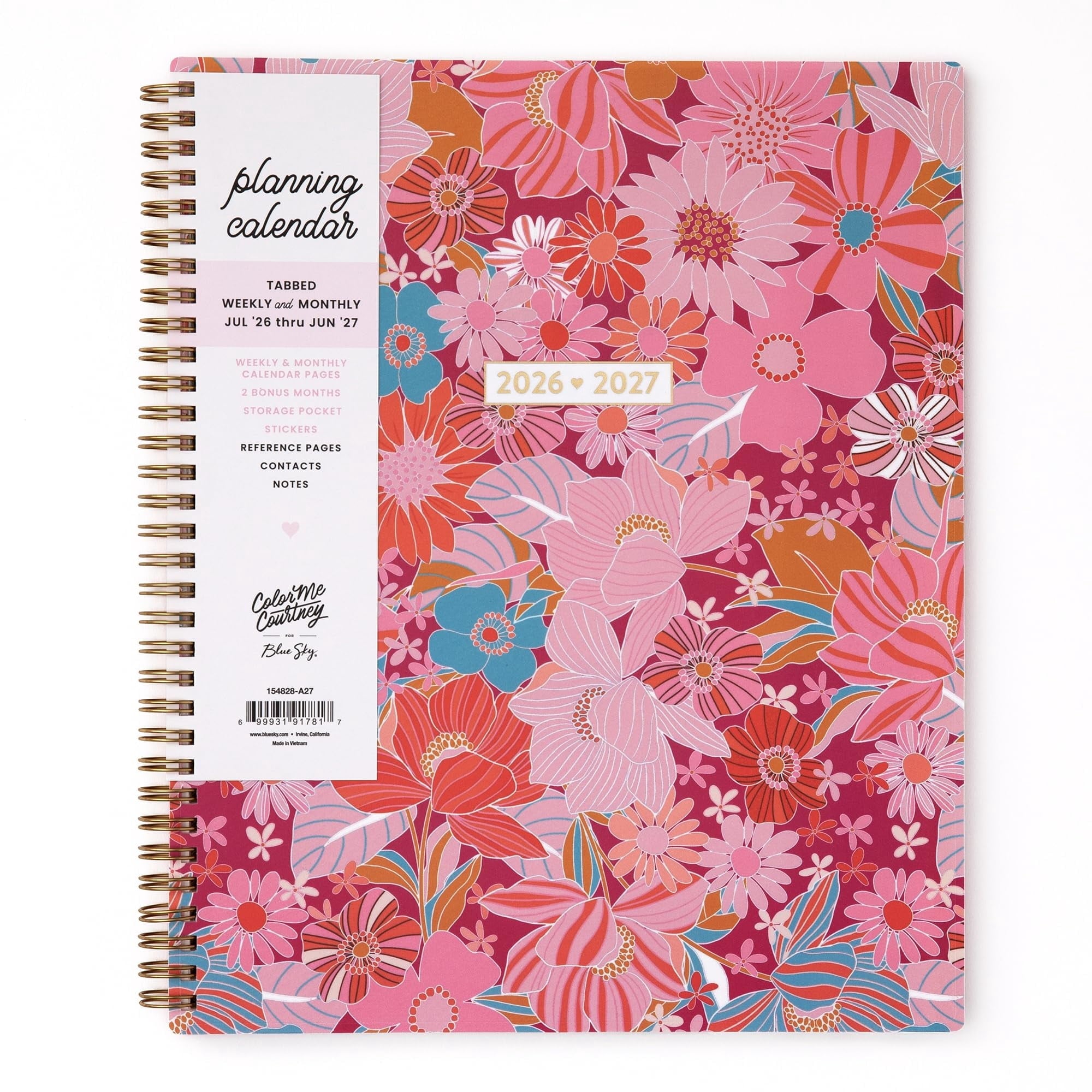 2026-2027 Weekly and Monthly Academic Year Planner Calendar, July 2026 - June 2027, 8.5" x 11", Flexible Cover, Wireb...